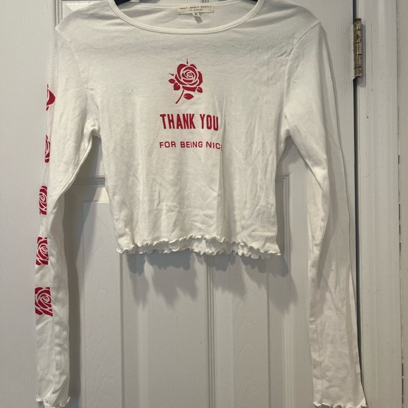 Truly Madly Deeply Tops - Truly Madly Deeply White and Red Rose Crop Top